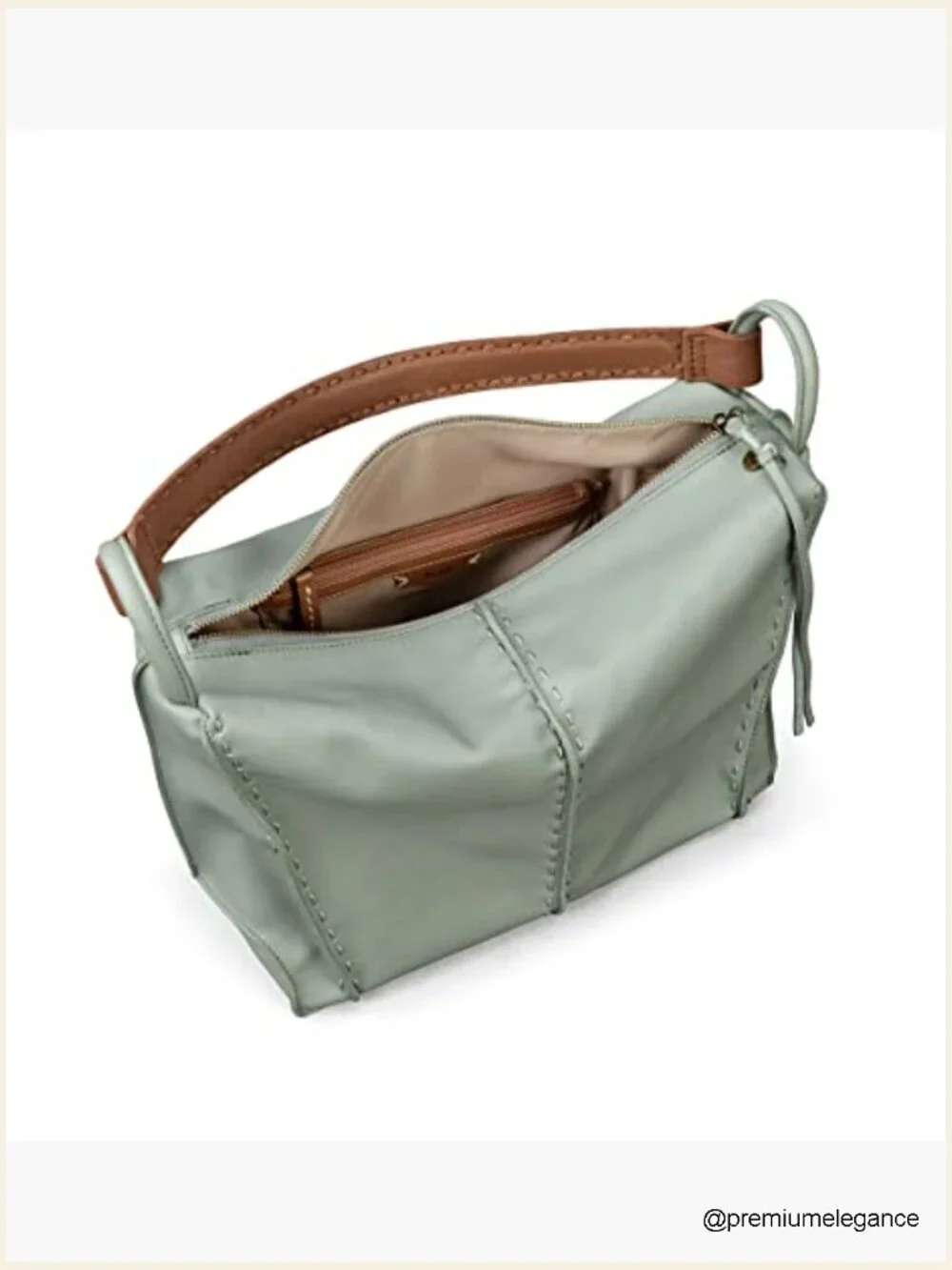 Large Hobo Bag with Zipper Pocket & Magnetic Snap - Premium Leather
